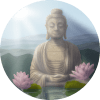 Buddhism icon: Buddha and lotuses