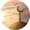 Islam icon: mosque and crescent