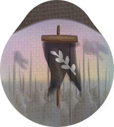 Elite unit token featuring a bannerbearer (standard-bearer) with the army's flag